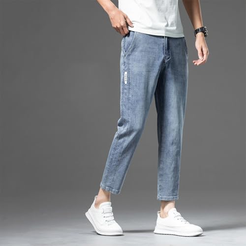 Mens Casual Slim Fit Ankle-Length Jeans Skinny Cropped Denim Pants with Pockets4
