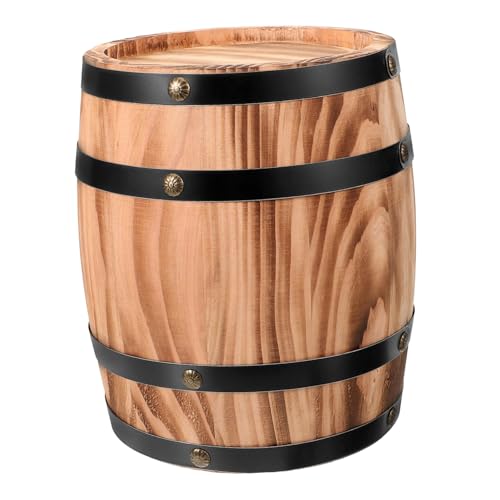 RORPOIR Wooden Wine Barrel Adornment Rustic Oak Barrel Planter Multi-Purpose Decor