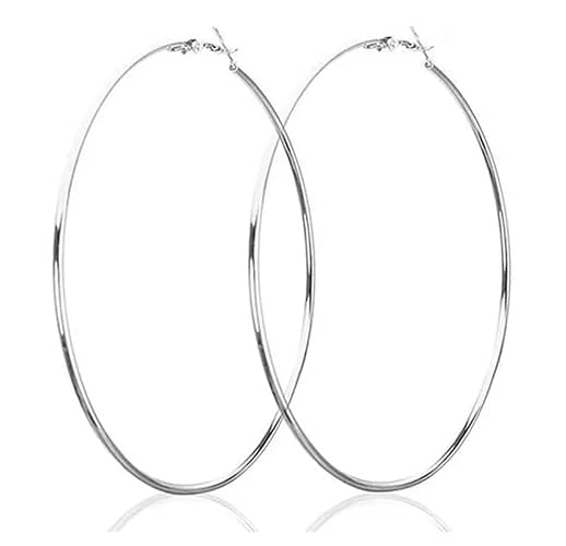 Large silver hoop earrings Huge silver hoops 70mm silver hoops Thin silver hoop earrings