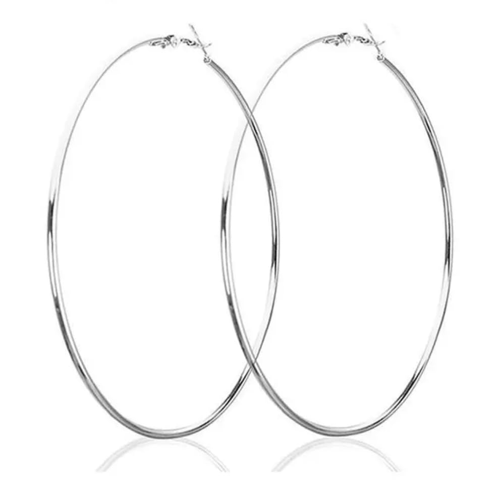 Large silver hoop earrings 70mm | Huge silver hoops | 70mm silver hoops | Thin silver hoop earrings | Big silver hoops