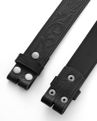 Image of CHAOREN Western Belts for Men without Buckle, 1.5 inch Full Grain Leather Strap | Cowboy Country Mexican Style, Tooled & Smooth, Secure Snap Design, Interchangeable Buckle, Gift Box