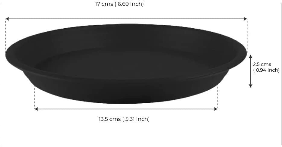 Image of SIGNY Round Bottom Tray(Plate /Saucer) Suitable for 8 Inch Round Plastic Pot - Black - Set of 12 | Heavy Duty Highly Durable Plant Saucer for Indoor Home Decor & Outdoor Balcony Garden (12, 5.3 Black)