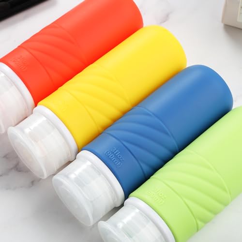 Gemice Travel Bottles for Toiletries, CAA Approved 90ml Silicone Travel Bottles, Leak Proof Squeezable Travel Size Containers, Travel Essentials for Lotion Soap Liquid Shampoo, BPA Free(4 Pack) - Image 3