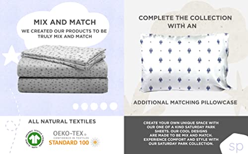 Saturday Park Outer Space Full Bed Set - 7 Piece 100% Organic Cotton Bedding Features Rocket Ships thumb #6