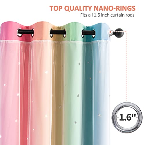 Image of Stiio 2 Panels Star Blackout Curtain, W52 x L84 inches Colorful Rainbow
