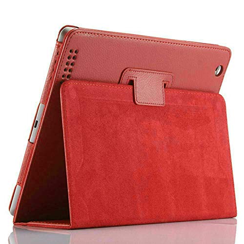 Folio Plain Leather Stand Case For Apple iPad Air (1st) Air 2 iPad 9.7 5th iPad 6th Generation (Red) - Image 2