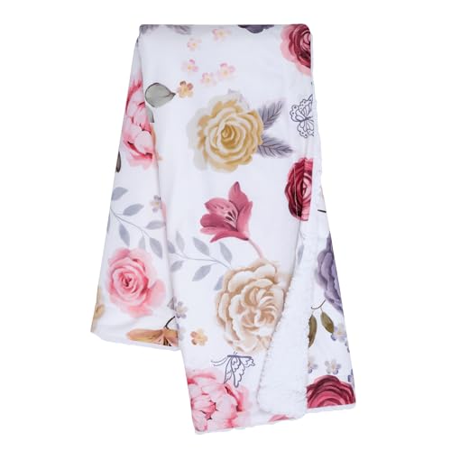 Image of Lambs & Ivy Secret Garden Ultra-Soft Fleece/Minky Floral Baby Blanket