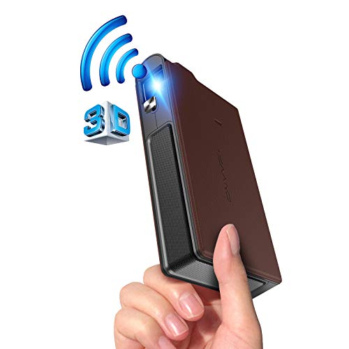 Wireless Mini Projector 720P HD Portable DLP 3D Projectord Home Cinema iOS/Miracast Screen Share via WiFi 3600lumen with Built-in Battery HDMI USB Auto Keystone for Gaming Travel Outdoor Movies