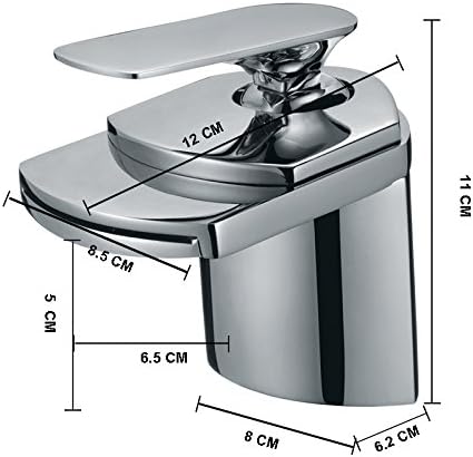 Miniatura 2 de Wovier Grifo del lavabo del cuarto de baño de la cascada del cromo,Grifo de lavabo de un solo agujero de la manija,Grifo mezclador del lavabo