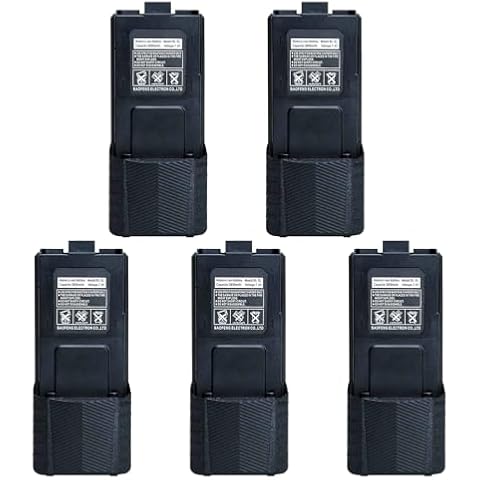 Teseko 5-Pack UV-5R BL-5L 3800mAh Extended Battery for BaoFeng UV-5R BF-8HP UV-5X RD-5R UV-5RTP Plus UV-5RE Cover