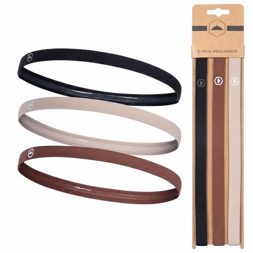 Tough Headwear Athletic Headband Set - Thin Headbands for Women - Elastic Sport Hair Bands Men - Skinny Sports Hairbands - Non Slip Athletic Head Bands for Sports
