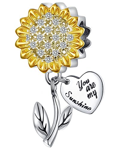 Sunflower Charm Fit for Pandora Charms Bracelet and Necklace You Are My Sunshine Charm Gifts for Women