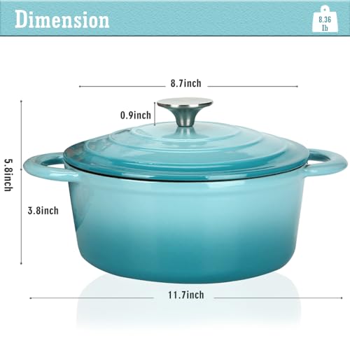 Cast Iron Dutch Oven, 3 QT Round Dutch Oven Pot with Self Basting Lid for Home Baking, Braiser, Cooking, Great Christmas - Additional View