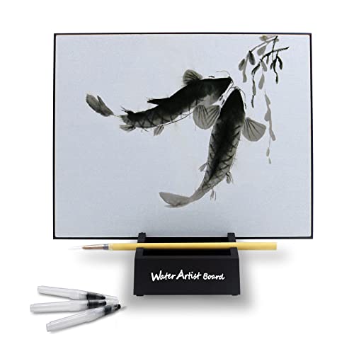 Buddha Artist Board- Inkless and Reusable Drawing Board-Water Drawing Board with Bamboo Painting Brush -Art Board -Relaxing Mindfulness Practice - Idea Gift