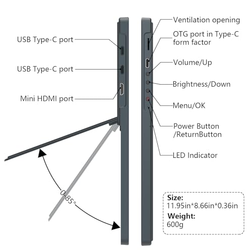 Image of Portable Monitor 13.5'' 3000x2000 IPS 3:2 Screen, 100% sRGB HDR USB-C HDMI Second Monitor for Laptop, Ultra-Slim Portable Display with Adjustable Damping Stand, Plug & Play for PC Mac Phone