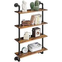 Estanterias Industriales Pared YMYNY Estante de Pared, Estante de tubería de Estilo Industrial montado en la Pared de 4 Niveles, Estante Flotante para Cocina, Oficina, baño, Sala de Estar, Dormitorio HWS002H