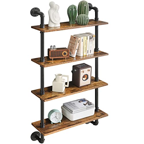 YMYNY Wandregal, 4-stöckiges Schweberegal Holz Wandboard im...