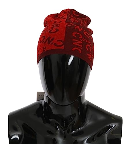 Costume National Red Wool Blend Branded Beanie Hat