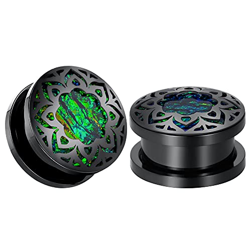 COOEAR 1 Pair Gauges For Earrings Flower Fake Opal Tunnels Ear Plugs Flesh Stretchers Expander.