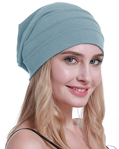 osvyo Cotone Chemo Cappelli Soft Caps Cancro Copricapo per le donne perdita di capelli sigillati imballaggio, BLU CHIARO GRIGIO, Taglia unica