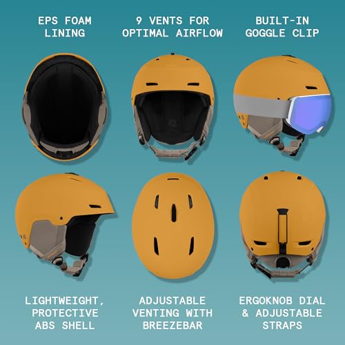 Image of Retrospec Zephyr Ski Helmet - Snowboard Helmet for Adults & Youth with Adjustable Fit, 9 Breathable Vents, Removable Washable Earmuffs - Snow Sports Helmet for Men & Women