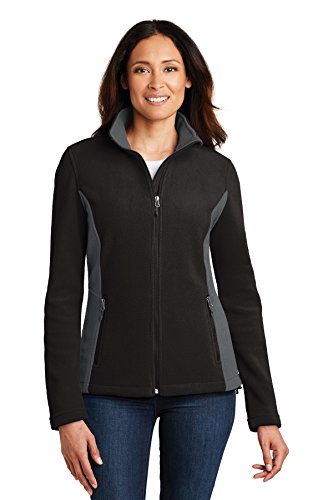Port Authority Ladies Colorblock Value Fleece Jacket. L216 Black/ Battleship Grey L