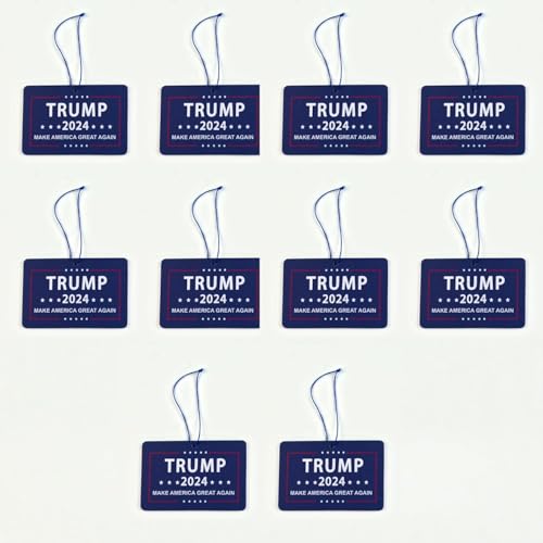 Image of Seemy Trump 2024 Car Air Freshener - New Car Smell, Long Lasting, Make America Great Again Flag (5pcs), Blue