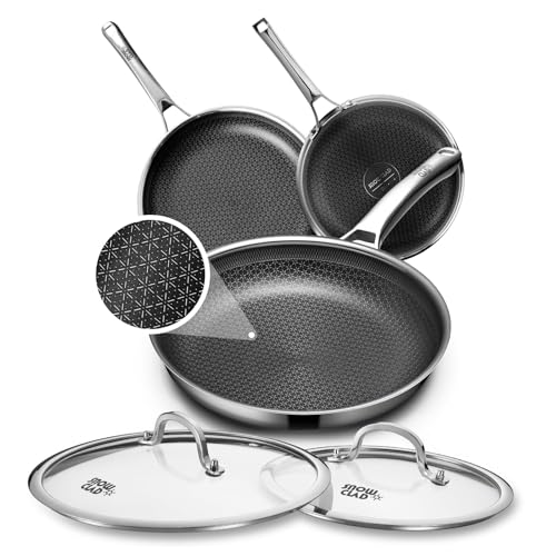 Non Stick Frying Pans Set with 2 Lid, Hybrid Pans Set Nonstick (8...
