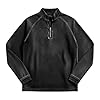 Quarter Zip Pullover Men 2026 Vintage Washed Distressed Denim Sweatshirt Casual Stand Collar Long Sleeve Polo Shirts Clothes 1/4 Zip Jumper Mens Faux Jean Shirt, A01-Black, M #3