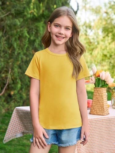 Image of Haloumoning Girls Short Sleeve T Shirts Kids Summer Crewneck Tops
