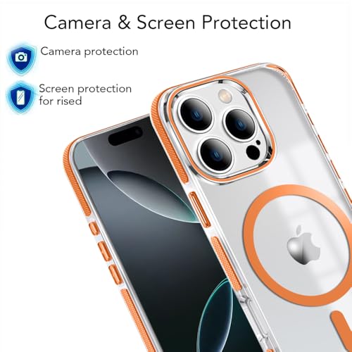 Image of MINTZZ ️ for iPhone 16 Pro Case, Compatible with MagSafe, Military-Grade Protection, Yellowing Resistant, Scratch-Resistant TPU Back, Magnetic Phone Case for iPhone 16 Pro Orange