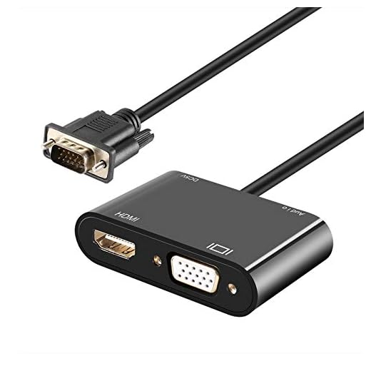 VGA to HDMI VGA Audio Video Cable Splitter with 3.5mm Audio, BolAAzuL 1080P VGA Male in to HDMI&VGA Female Out Simultaneously Cable Adapter Converter Supports Dual Display for PC Projector HDTV