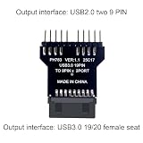 Jukeoiu Płyta główna 9-pinowa rozszerzająca | 19 pinów USB 3.0 płyta główna do podwójnego 9-pinowego USB 2.0 karta rozszerzeń do interfejsów, adapter multiplier do pomiaru prędkości wentylatora