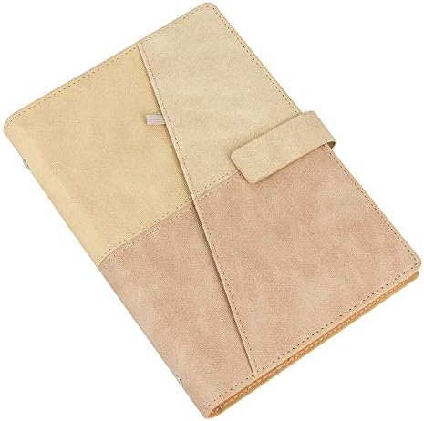 CYOS Wirebound Journal for Women A5 Size Double-Spiral Binding Soft Cover Spiral Bound Notebook Lined Travel Journal with Pen Holder Magnetic Buckle (Tan & Pink)