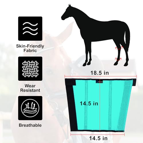 FOXLVDA Horse Fly Boots Set of 4 - Breathable Tough Mesh Equine Leg Wraps | Adjustable & UV Protective Horse Fly Leggings with Support Bars for Reduce Stomping & Leg Fatigue (Green, Large) - Image 3