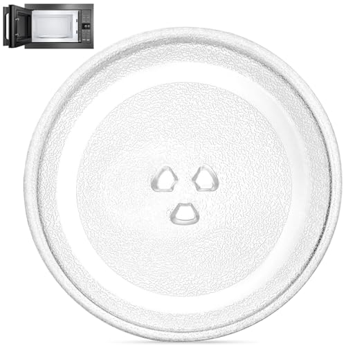 Plato Microondas Universal 245 mm de Diámetro con 3 Fijadores, Plato Giratorio de Cristal para Microondas, Placa de Vidrio Redonda Resistente para Compatible con la Mayoría de Modelos de Microondas
