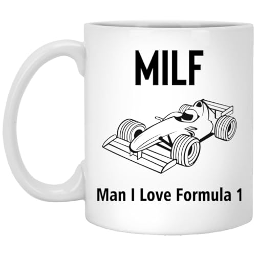 RandyShops Milf (Man I Love Formula 1) - White 11Oz Ceramic Mug - Humorous Gift - Formula 1 Gift 11oz