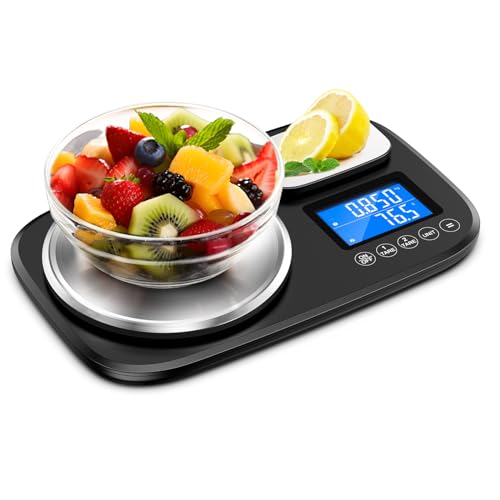 Brifit Dual Platform 10KG & 1KG Digital Kitchen Scale, LCD Display Food Scales with Two Precision 1g & 0.1g, Units Conversion, Digital Scale with Tare Funtion, Auto Switch-off, for Home, Kitchen