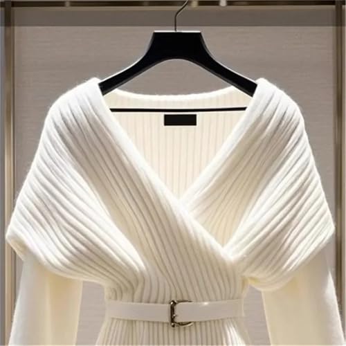 Women's Luxury Wool Knitted Sweater Fashion Sexy V-Neck Long Sleeve Slim Pullover3