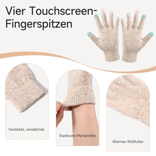 Damen Winter Set - Beanie Mütze, Loop Schal & Touchscreen Handschuhe - Fleece gefütterte 3er Set für extreme Wärme - Weiches Winteraccessoires Geschenke