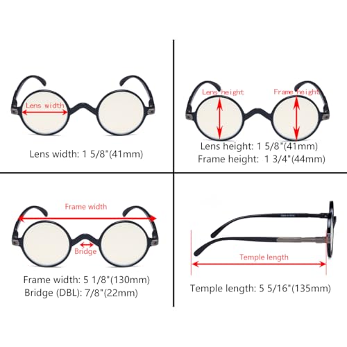 Image of Eyekepper 6 Pack Blue Light Filter Glasses Vintage Round Computer Reading Glasses +1.25