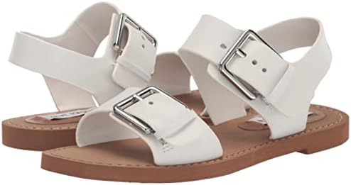 Steve Madden Women's Santo Flat Sandal, White Leather, 6 | Image 6