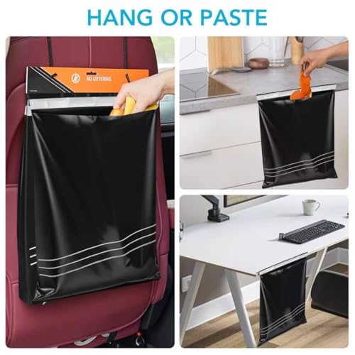 Image of 50 Pcs Disposable Car Trash Bags - Leakproof & Odor-Lock 2 Gallon Hanging Auto Garbage Bags - Hanging from Headrest /Easy Stick-On Trash Can for Car, Truck, SUV, Travel & Ride-Share