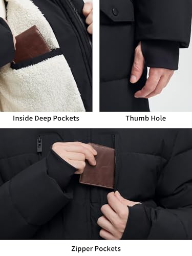 Men's Extra Long Fleece Puffer Jacket Outerwear Winter Coats Hooded Parka Warm Water-resistant Cold Weather2