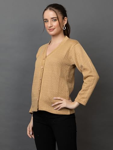 Image of Wear lusso Women Woolen V Neck Casual Wear Stylish Cardigan Sweaters for Winter with Side Pocket | Cozy and Warm Winter Sweater for Girls /Ladies