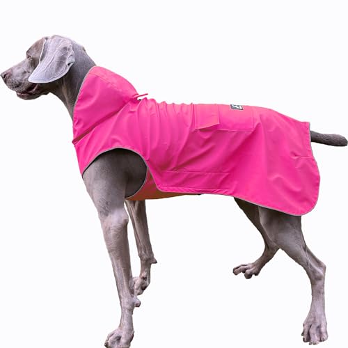 FLYING TAIL Hunde-Regenmantel nicht steif superweich reflektierend verstellbar leicht zu tragen Loch für die Leine für S-XXXXXL Rosa Größe L