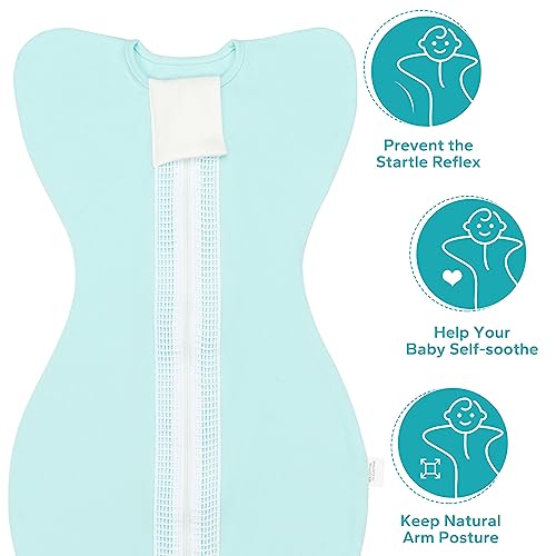 Zigjoy Baby Wearable Blanket Newborn Swaddle With Arms Up Cotton Baby Sleep Bag With 2-Way Zipper 0.5 Tog Soft Transition Sleep Sack For Infant Boy Girl 0-3 Months Mint Green #TOP2
