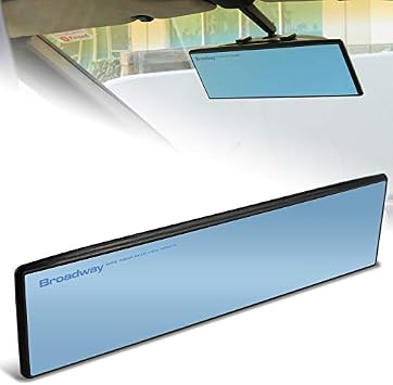 EEPARTS-Gogogo Universal Broadway 270mm 11 Inch Flat Blue Tinted Anti-Glare Wide Angle Clip On Rear View Mirror