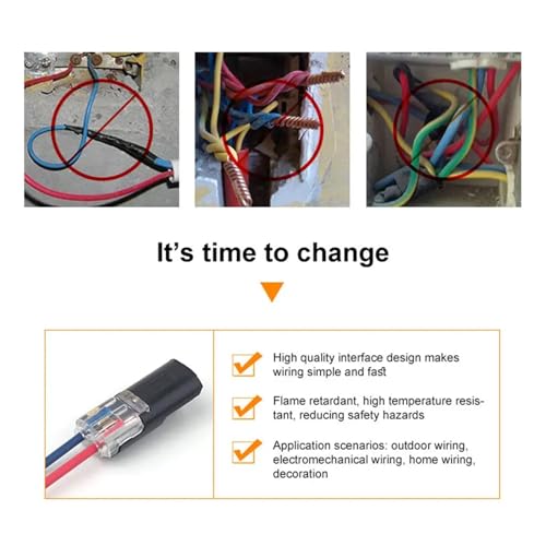 Connecteurs de fils électriques LED à 2 broches compacts et universels (Lot de 30 pièces)
