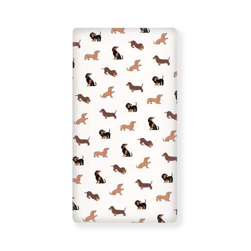 Image of Streeyiu Dachshund Baby Crib Sheets for Boys Girls Cute Dog Breathable Soft Mini Fitted Crib Sheet for Standard Toddler Mattress 52x28x8 in